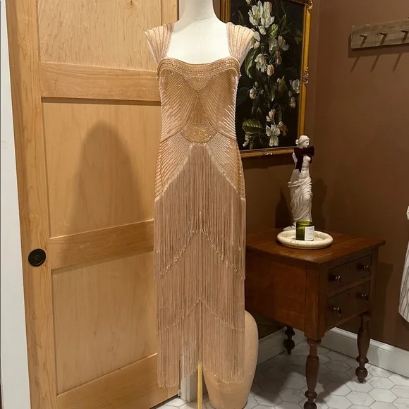 Babeyond Graceful Gradient Bead Fringe Evening Gown size 6 - Picture 2 of 12